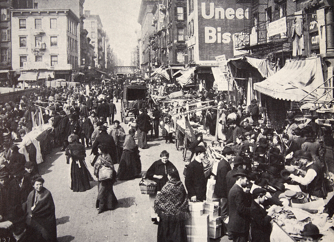 Immigrants on New York City's East Side, USA, 1900s