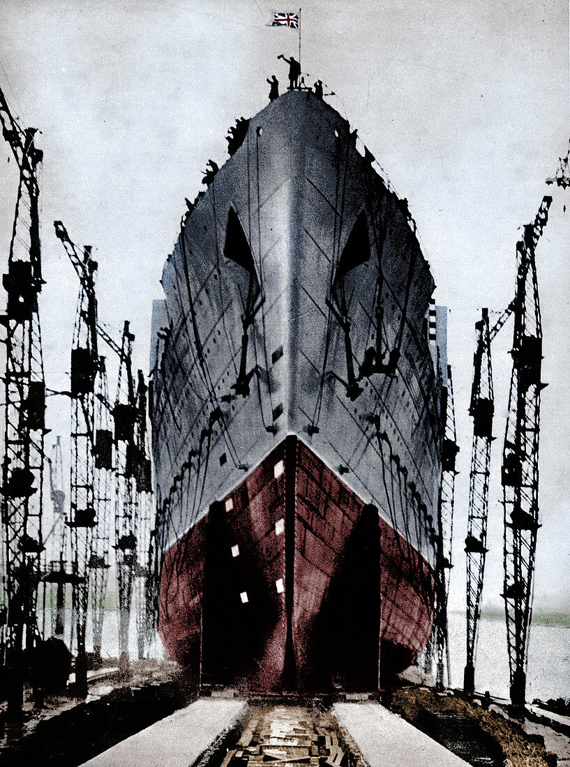 Launch of the Cunard ocean liner `Queen Mary`, 1934