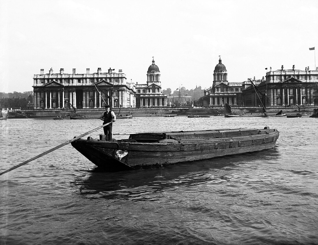 Barges on the Thames at Greenwich, London, c1905