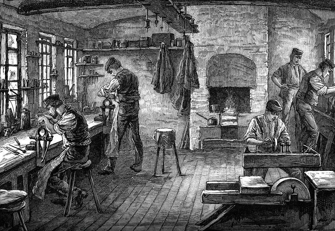 A cutler's shop, c1880