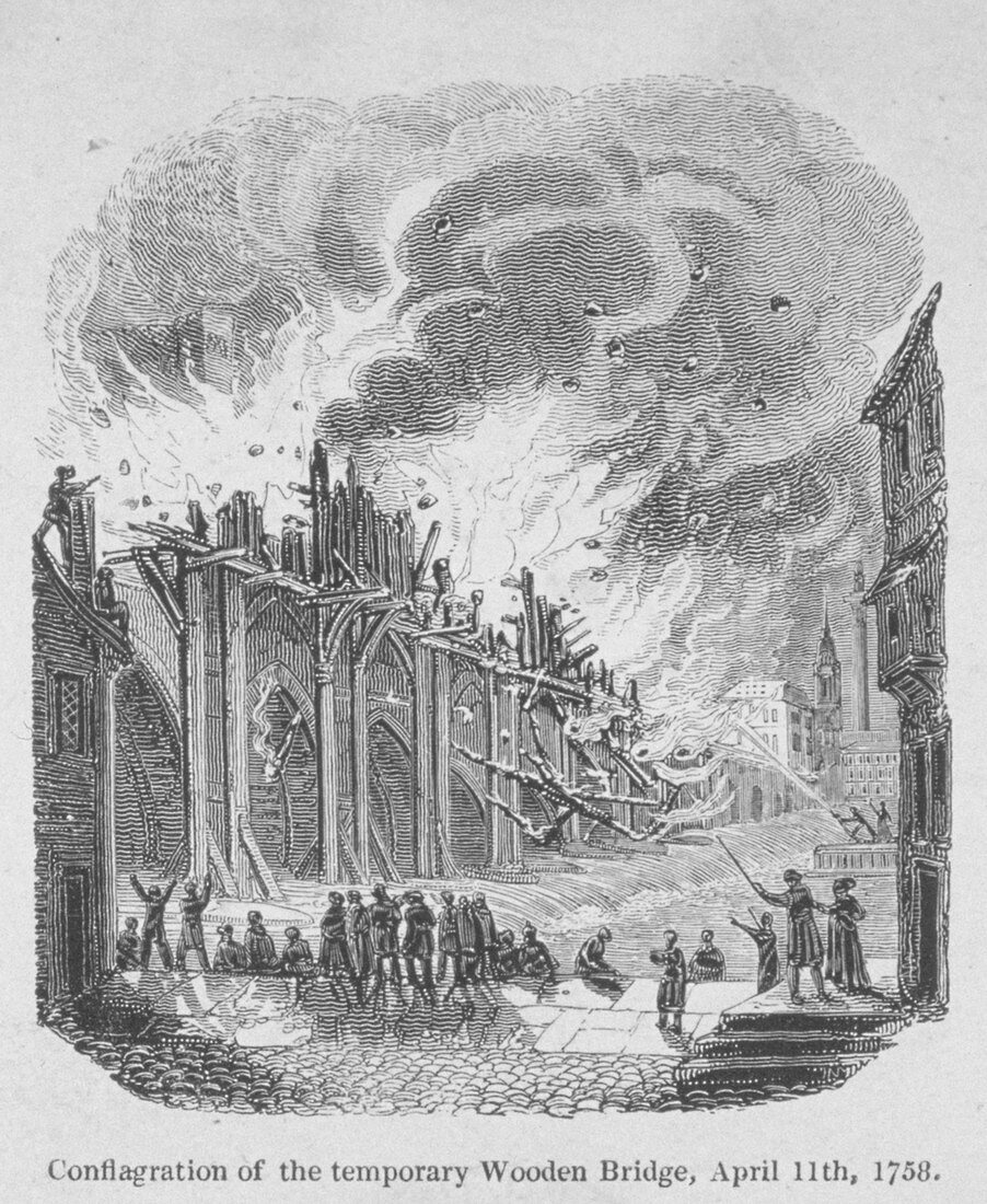 Fire on London Bridge, 1758