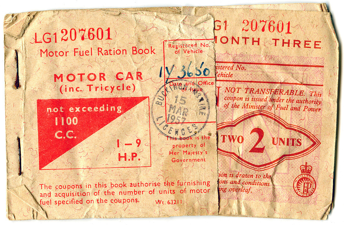 Motor fuel ration book, 1957