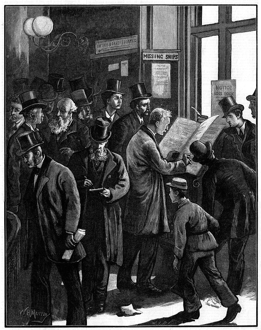 Scene at Lloyd's, London, 1877