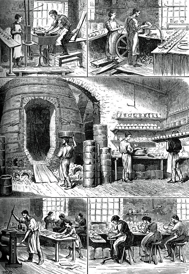 Various pottery processes, c1880