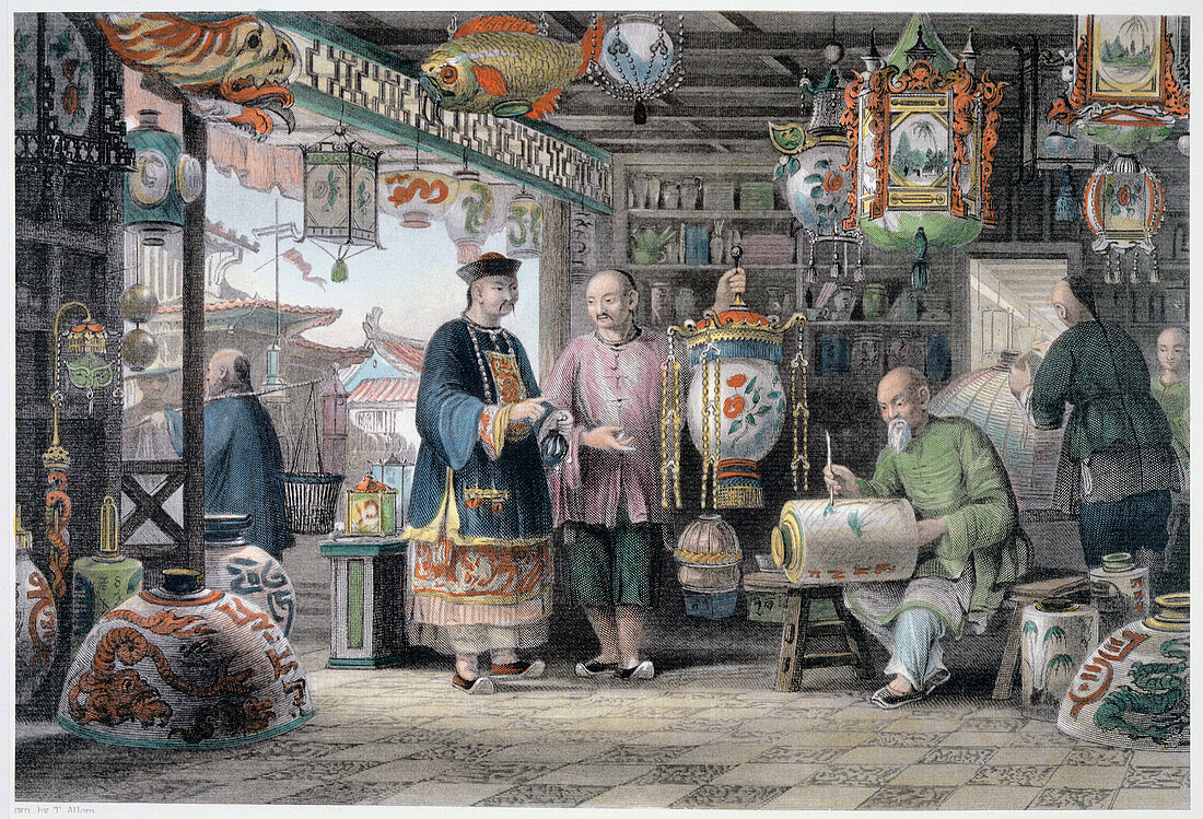 Showroom of a Lantern Merchant in Peking', China, 1843