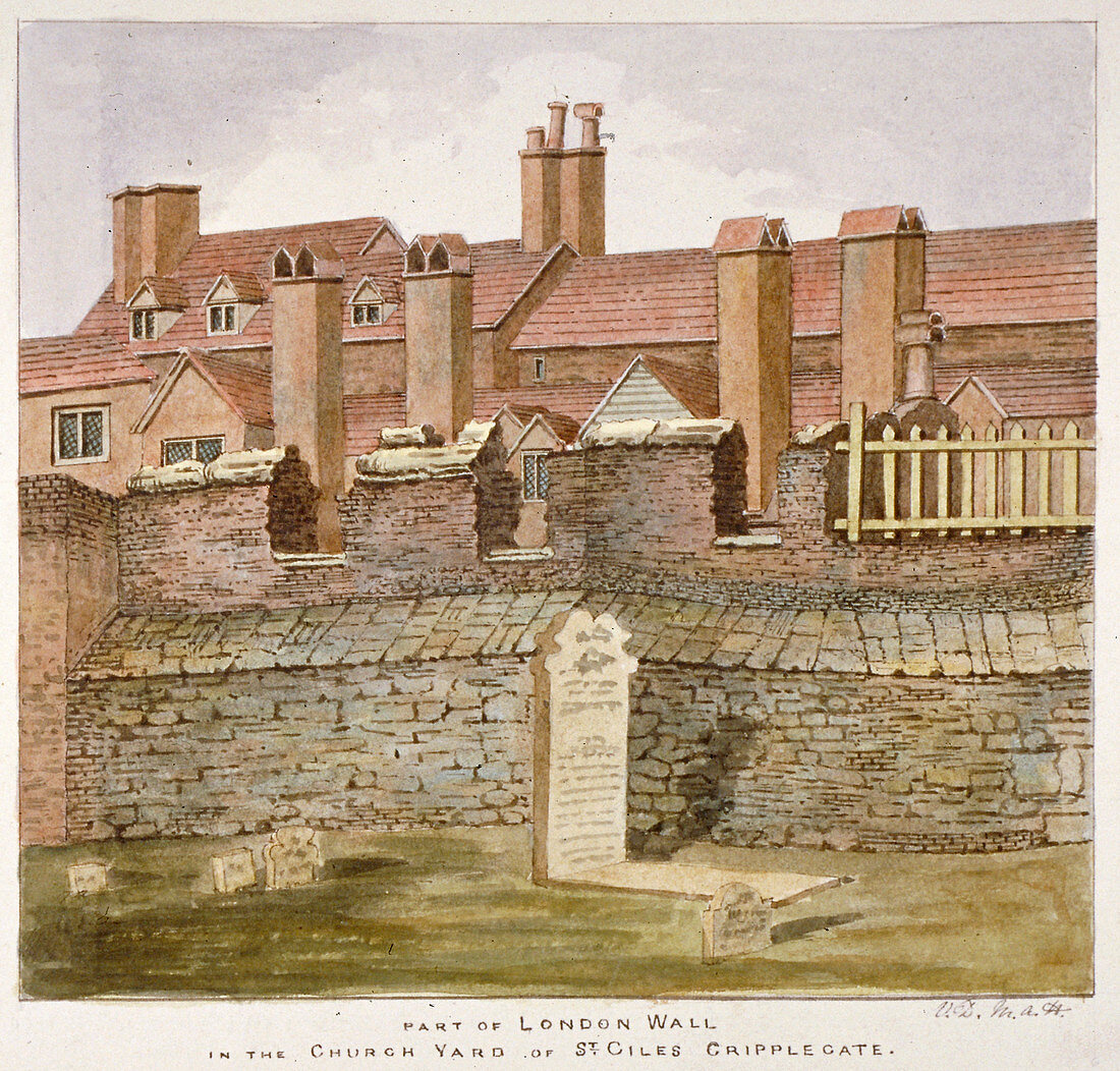 Remains of London Wall, City of London, 1825