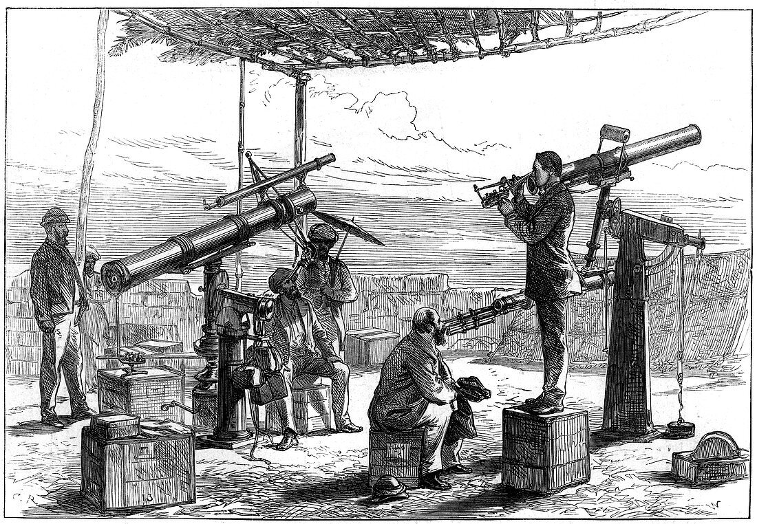 Astronomers waiting for an eclipse, India, 1872