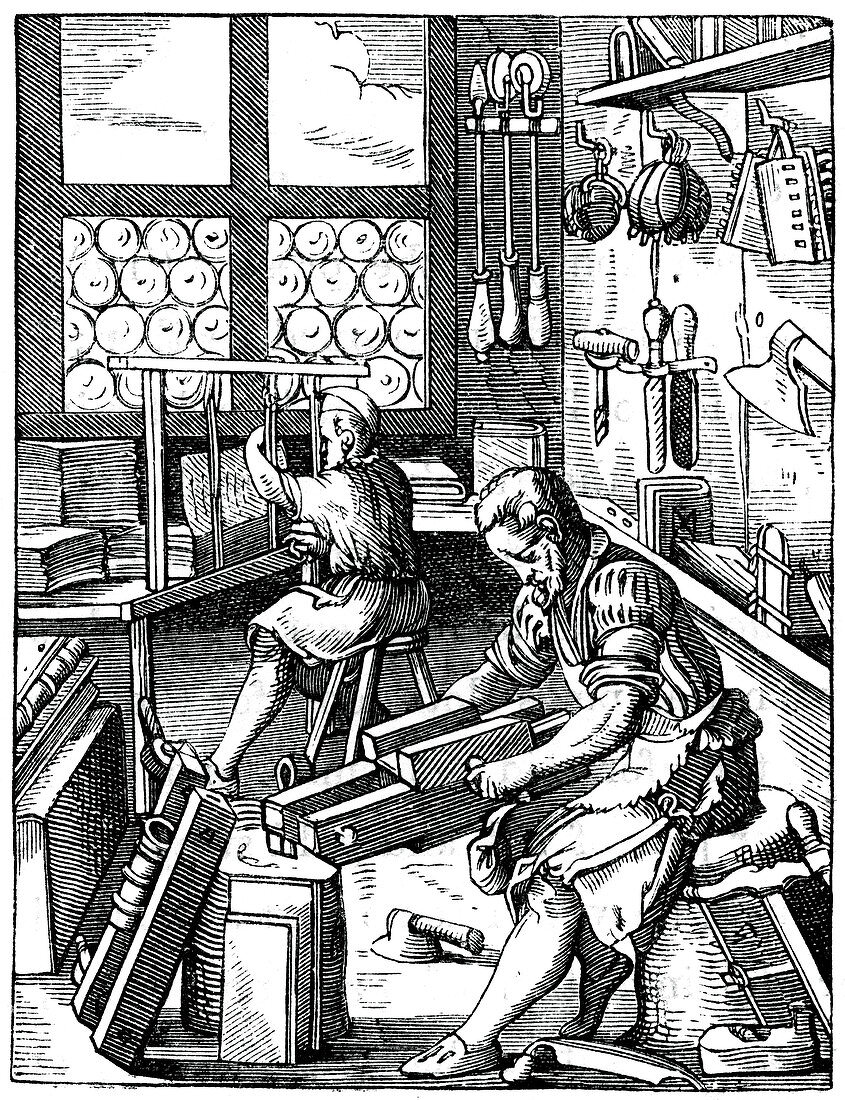 Bookbinders', 16th century, (1870)