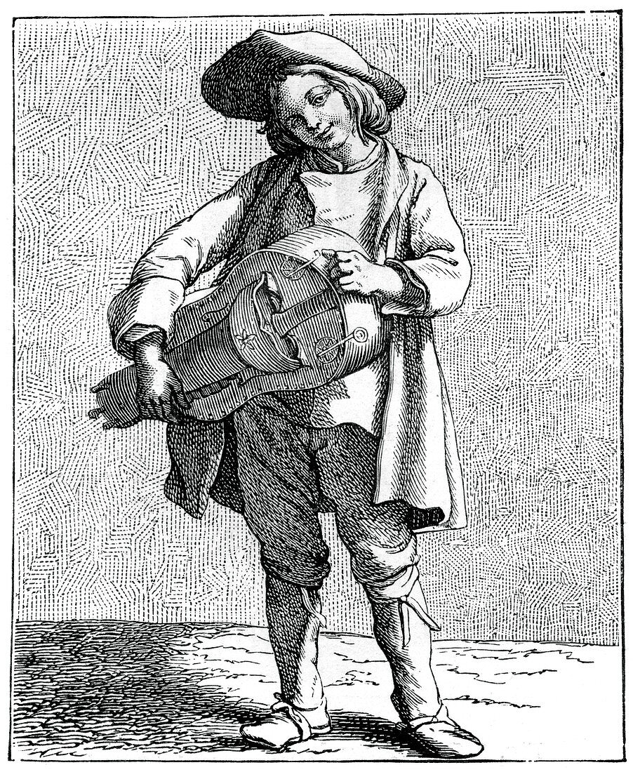 A hurdy-gurdy player, 1737-1742