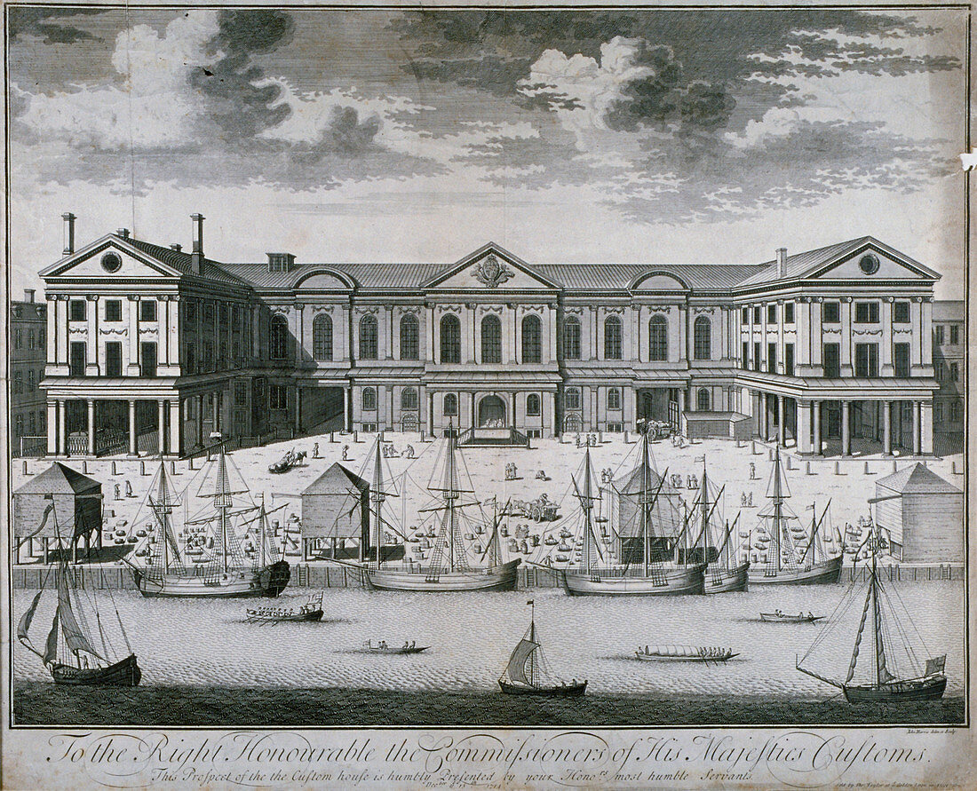 The Custom House from the River Thames, as it was in 1714