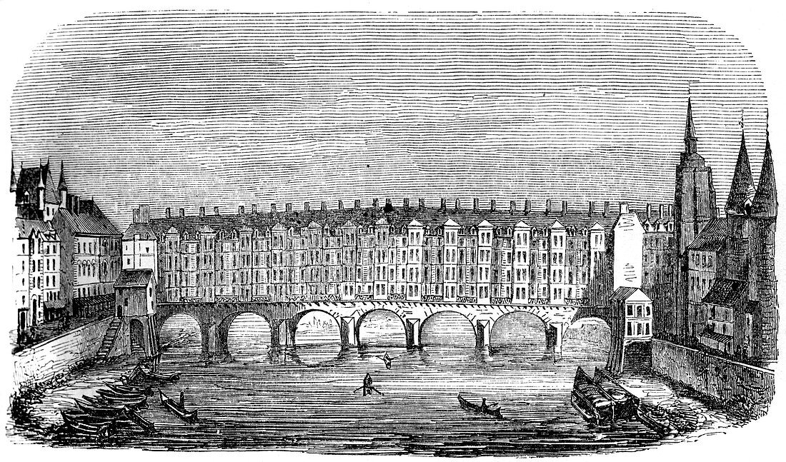 The ancient Pont aux Changers, Paris, France, c16th century