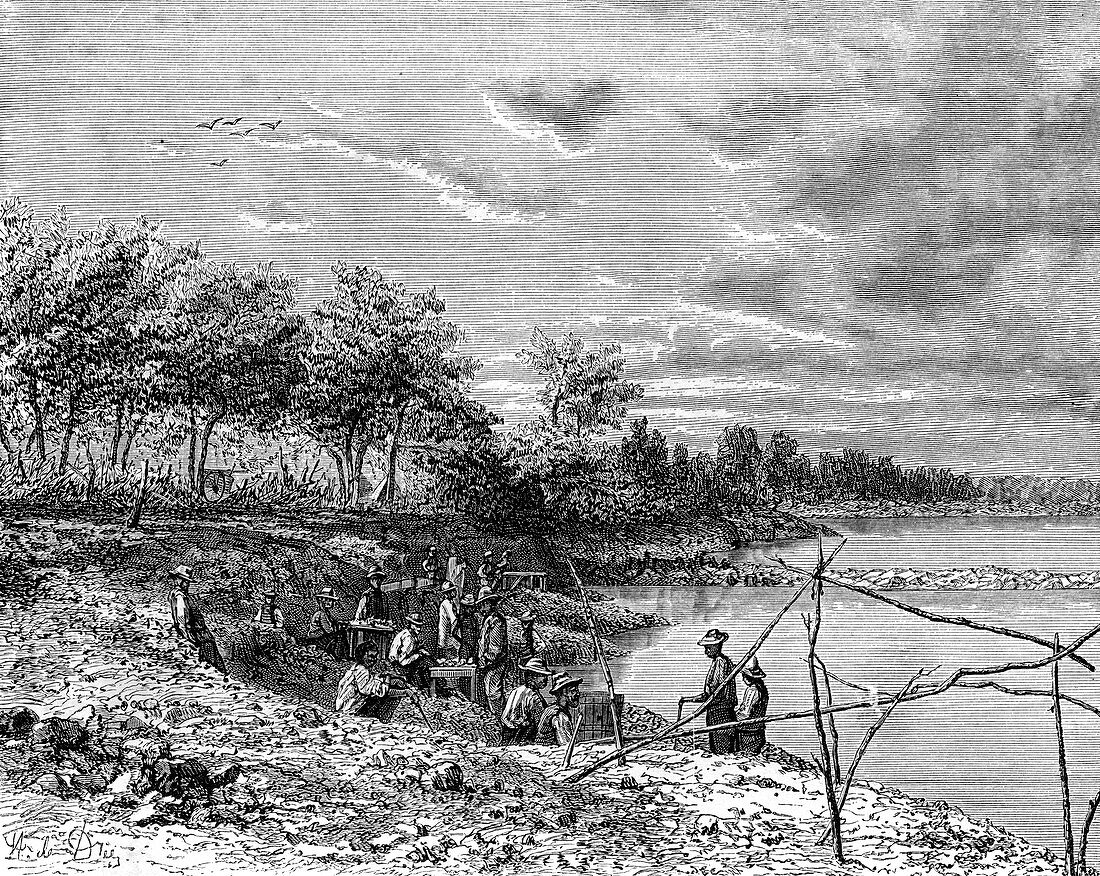 Diamond mining on the Vaal River, South Africa, 19th century