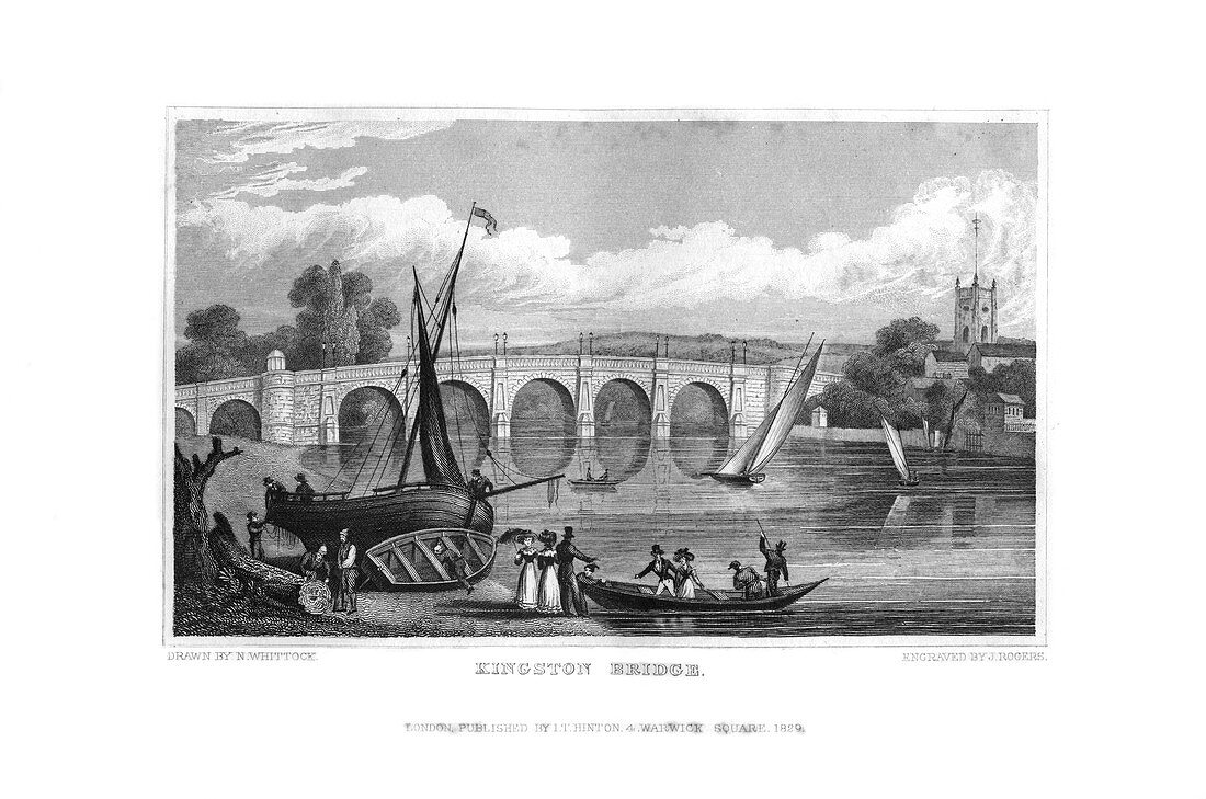 Kingston Bridge, London, 1829