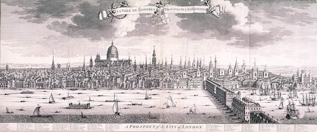 Panoramic view of London, 1710