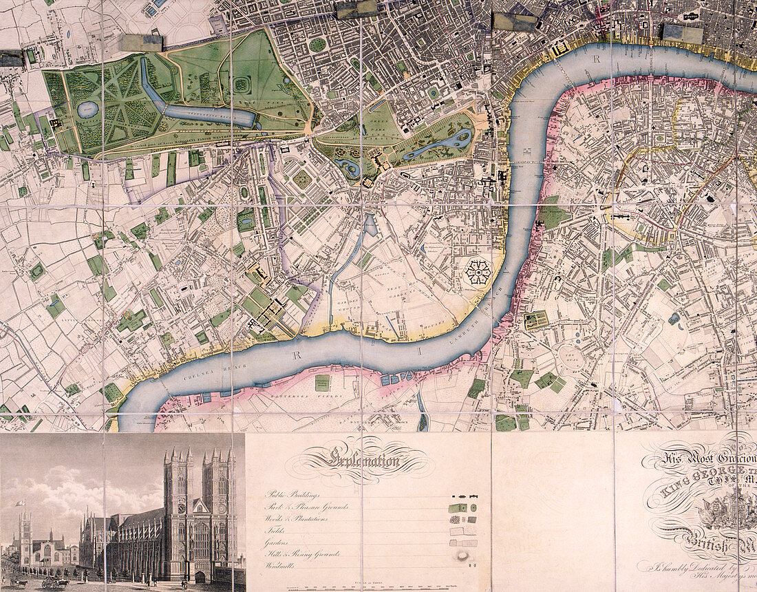 Map of City of London, Westminster and Southwark, 1827