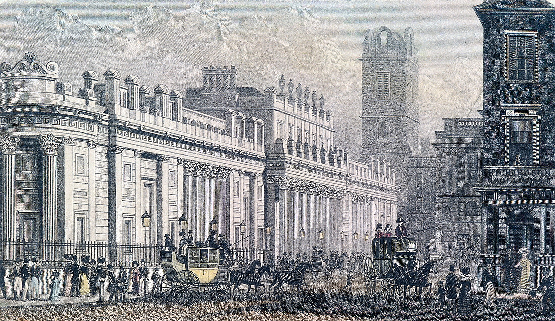Bank of England, Threadneedle Street, London, c1827