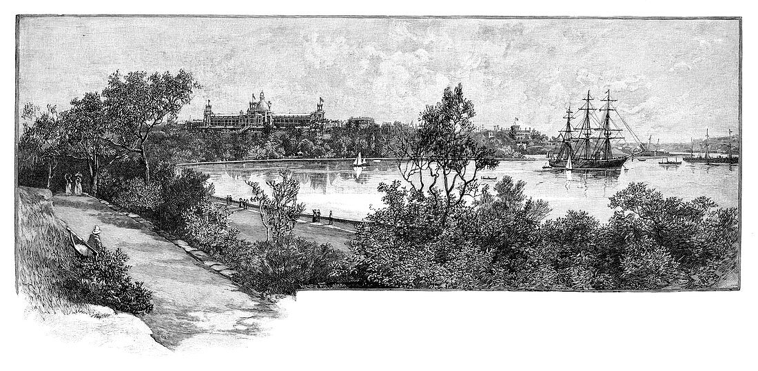 Farm Cove and the Garden Palace, Sydney, Australia, 1882