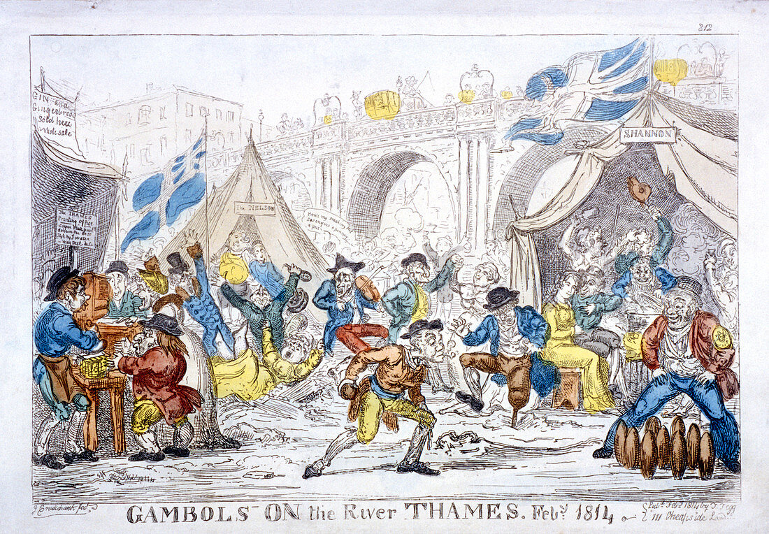 Gambols on the River Thames, Feby, 1814'
