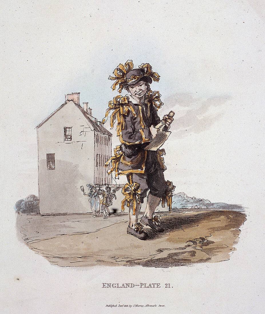 A chimney-sweep dressed in May Day costume, 1813
