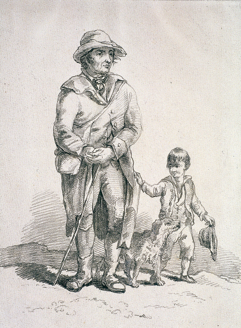 A rustic with a dog and a boy, Provincial Characters, 1813