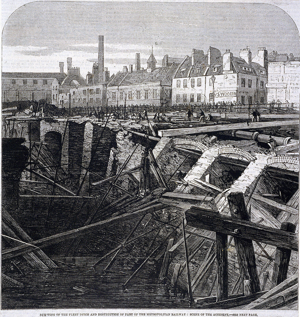 Accident in Farringdon Street, London, 1862