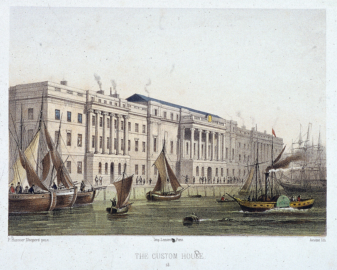 Custom House and River Thames, London, 1854