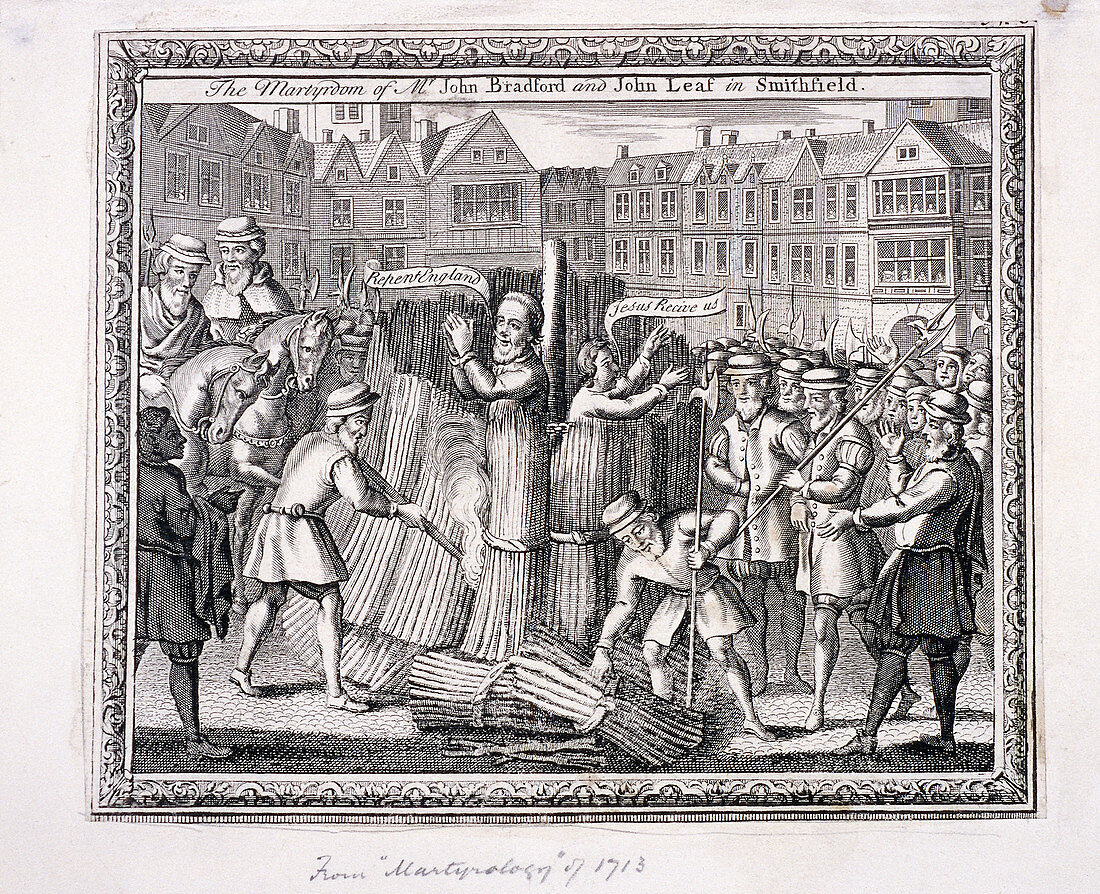 Execution of John Bradford and John Leaf at Smithfield, 1555