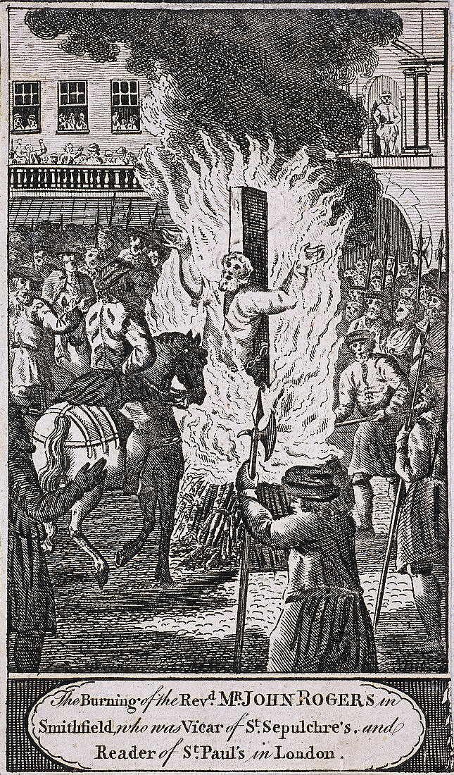 The execution of Reverend John Rogers at Smithfield, 1555