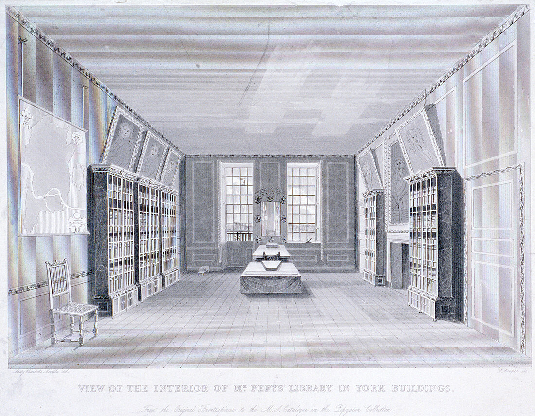 Mr Pepys' library, York Buildings, London, c1670