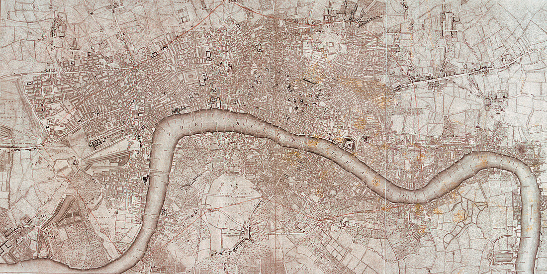 Map of the London showing Civil War fortifications, 1749