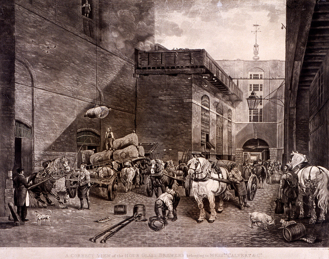 The Hour Glass Brewery on Upper Thames Street, London, 1821
