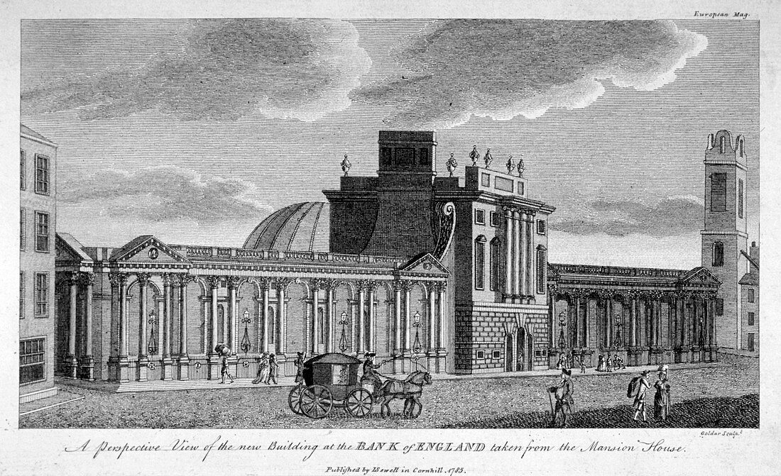 New building at the Bank of England, City of London, 1785