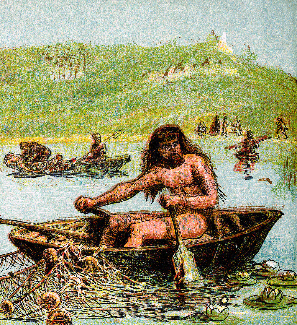 An Ancient Briton In His Boat', (c1850)