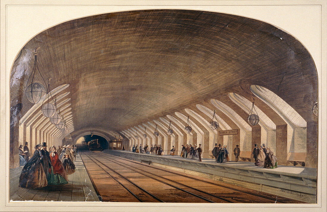 Interior of Baker Street Station, London, c1865