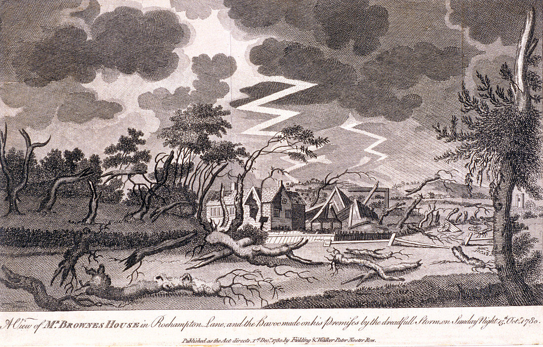 House during the storm on 15th October, Roehampton, 1780