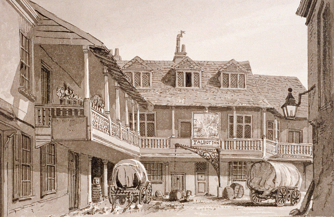 The Tabard Inn, Borough High Street, Southwark, London, 1827