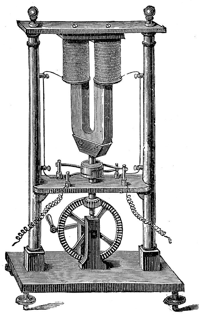 First magnetoelectric motor built by Hippolyte Pixii, c1832