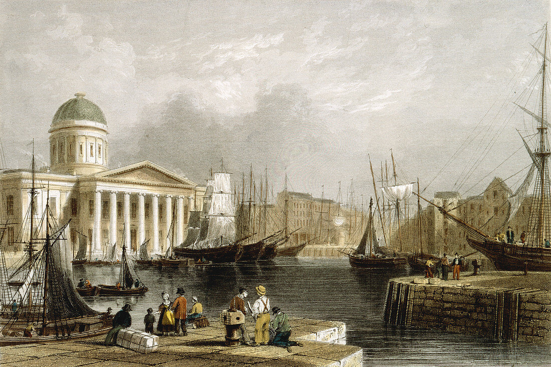 Canning Dock, Liverpool, showing the Custom House, 1841