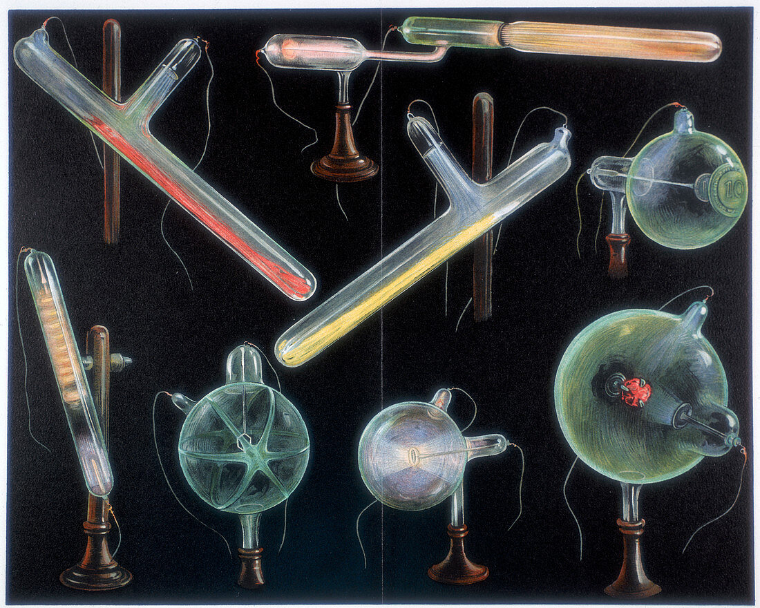 Various substances fluorescing in vacuum tubes, 1903