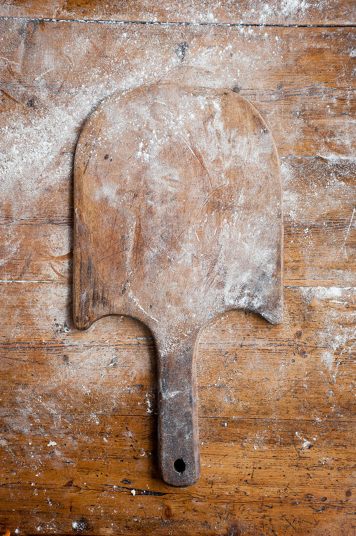 An old wooden bread paddle