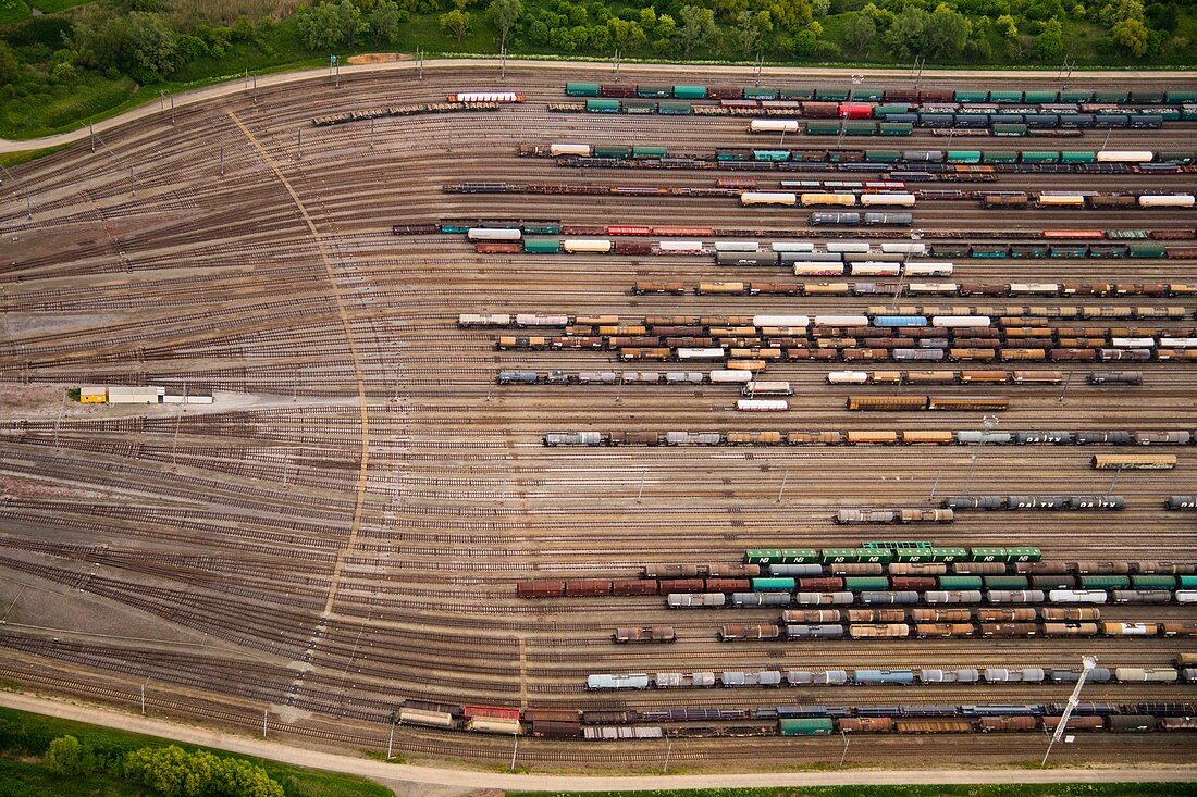 Railway tankers, aerial photograph
