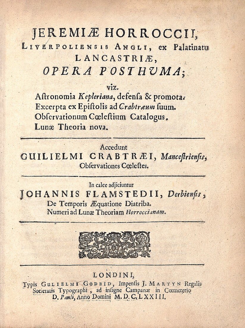'Opera Posthuma' (1673) by Jeremiah Horrocks