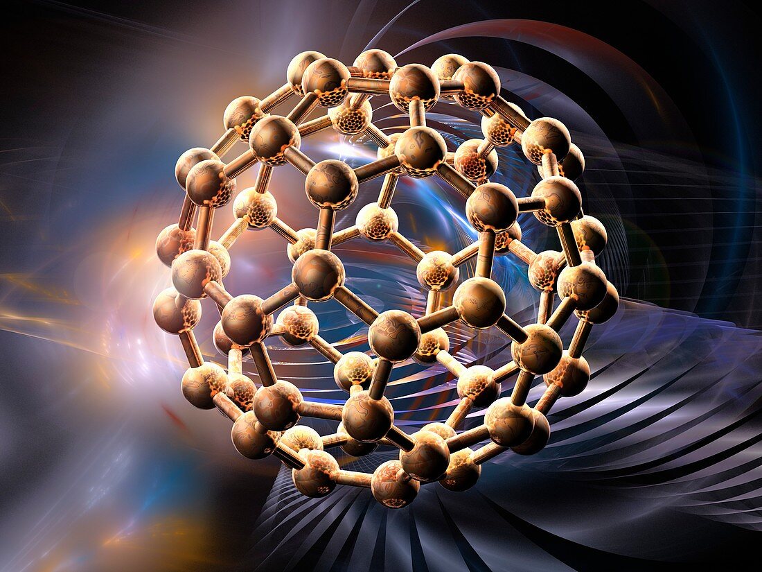 Buckyball C60, molecular model