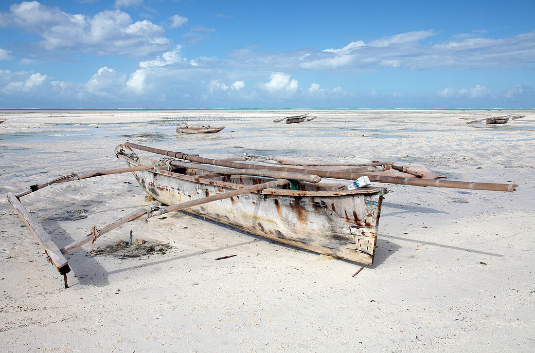 Ngalawa boat on a beach, Zanzibar
