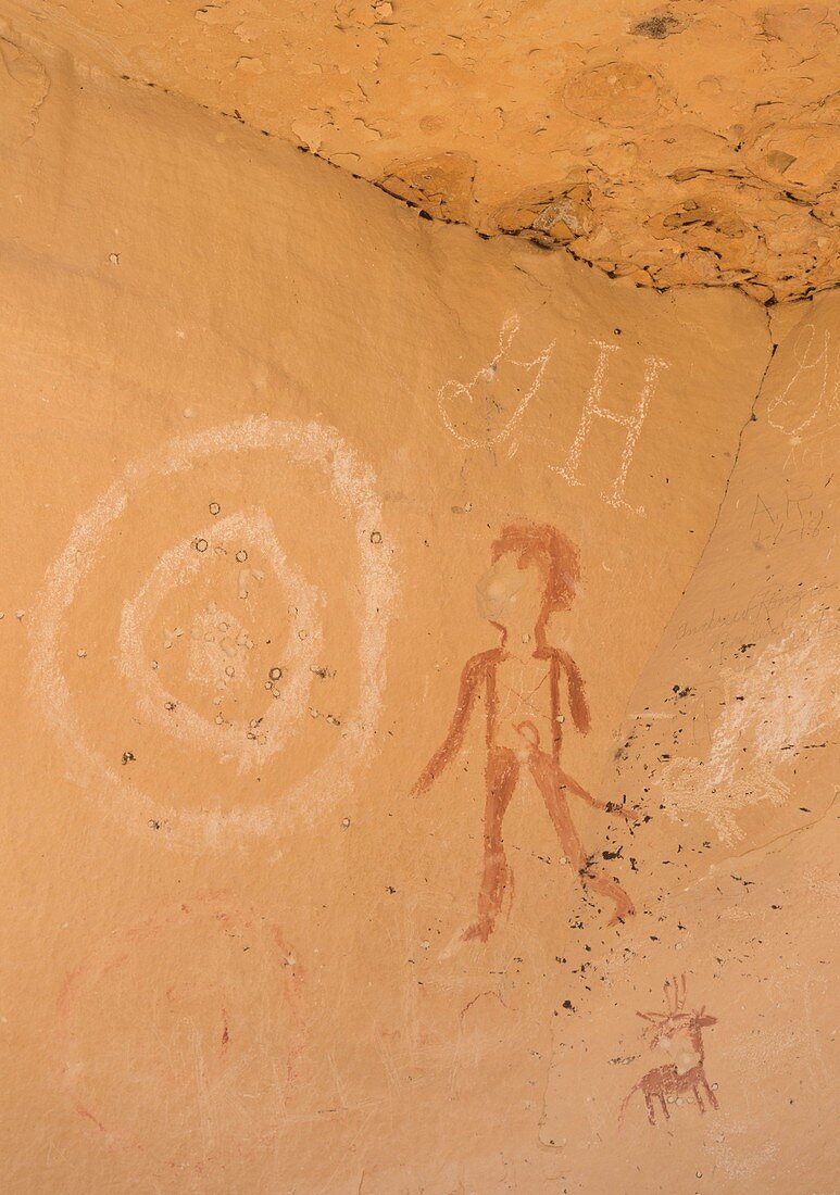 Graffiti on ancient pictographs, Utah, USA