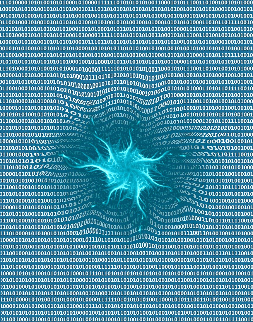 Computer virus corrupting data, conceptual illustration