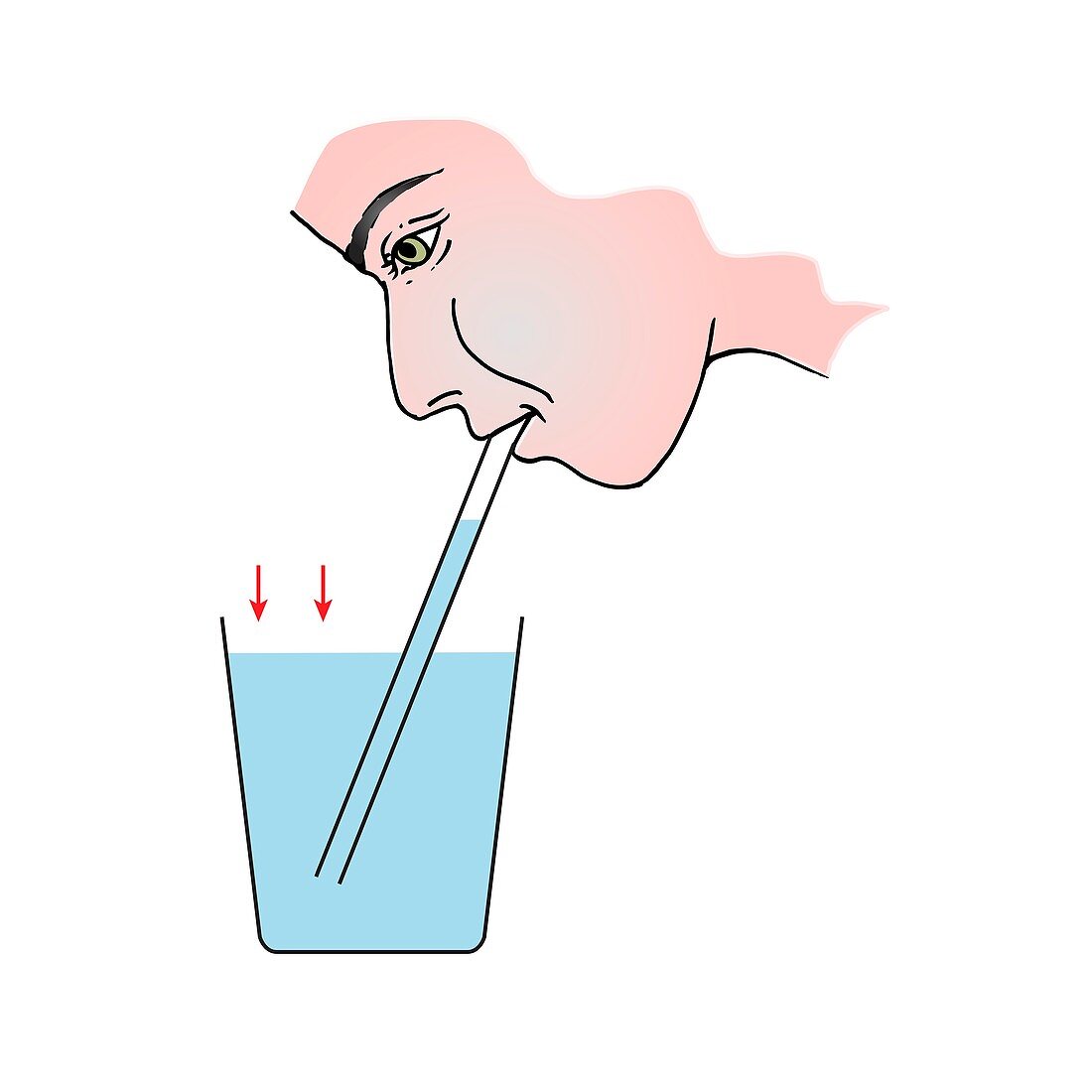 Drinking through a straw, illustration