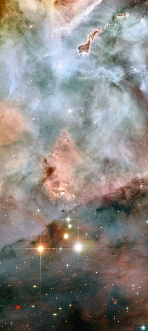 Trumpler 16 stars and nebula, HST image