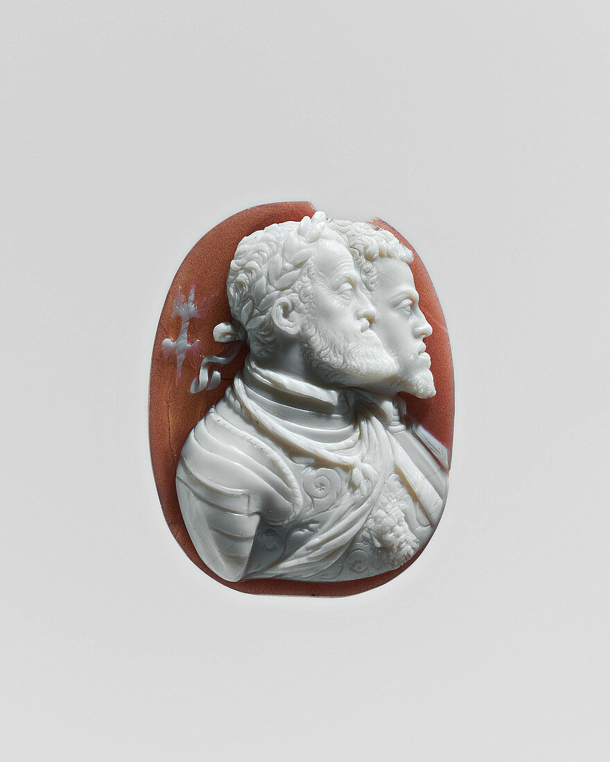 Charles V and Philip II of Spain, carved cameo