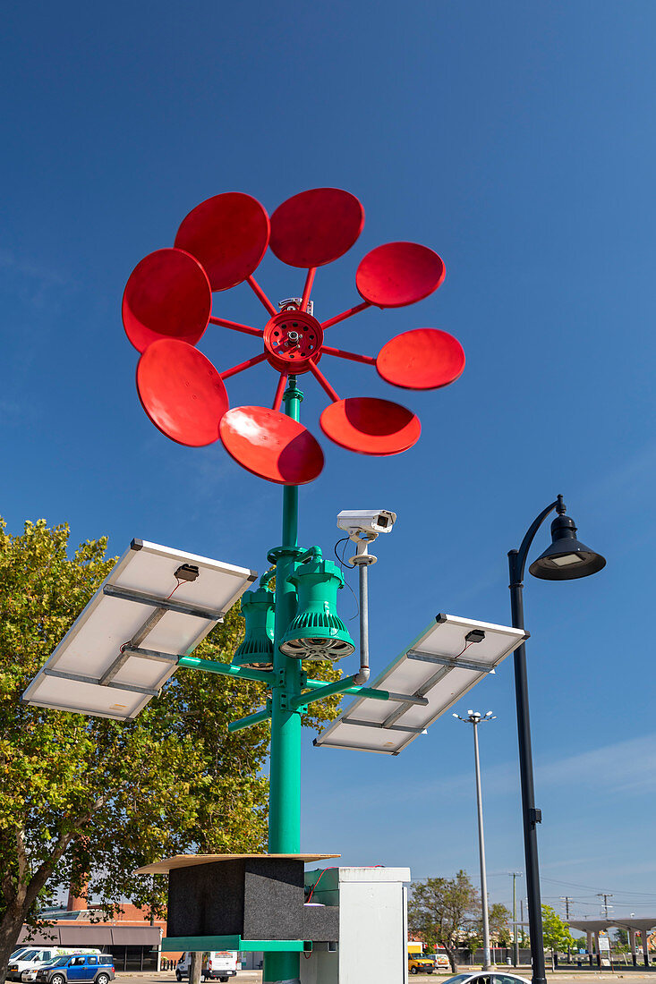 Wind-powered charging station, USA